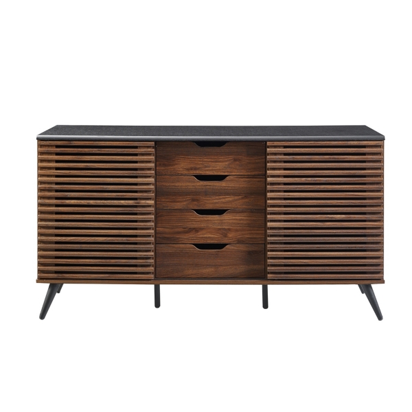Dark Walnut Slatted 4-Drawer Cabinet | Kirklands Home