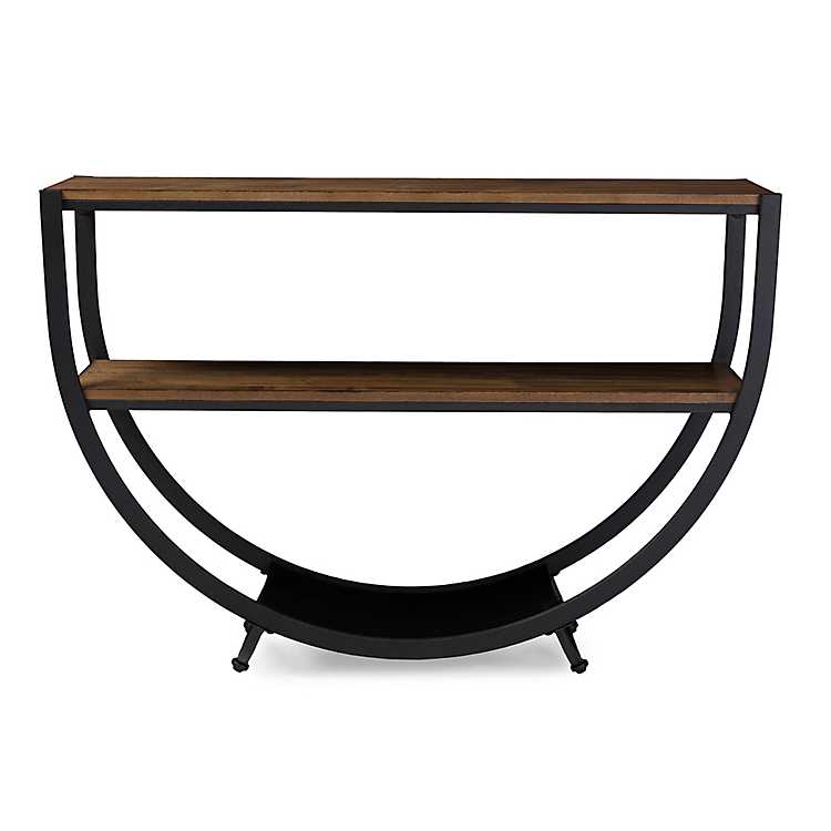 Black Metal And Rustic Wood Modern, Black Modern Console Table With Storage