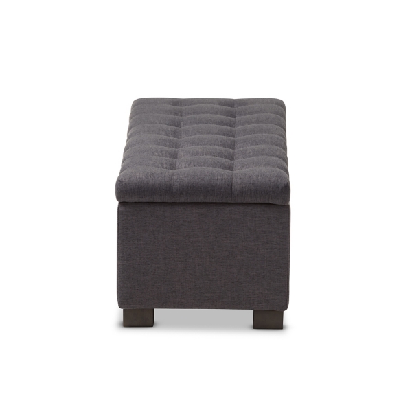 Dark Gray Tufted Contemporary Storage Bench