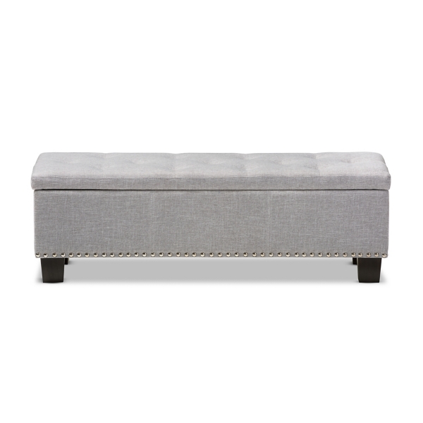 Taupe Button-Tufted Upholstered Storage Bench