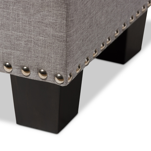 Taupe Button-Tufted Upholstered Storage Bench
