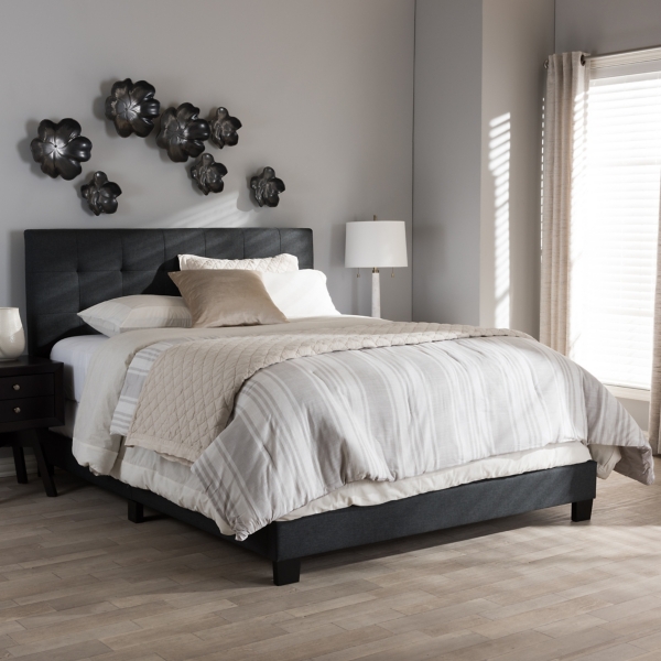 Charcoal Gray Tufted Modern Queen Bed