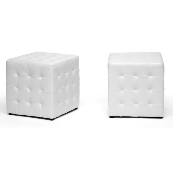 white faux leather ottoman