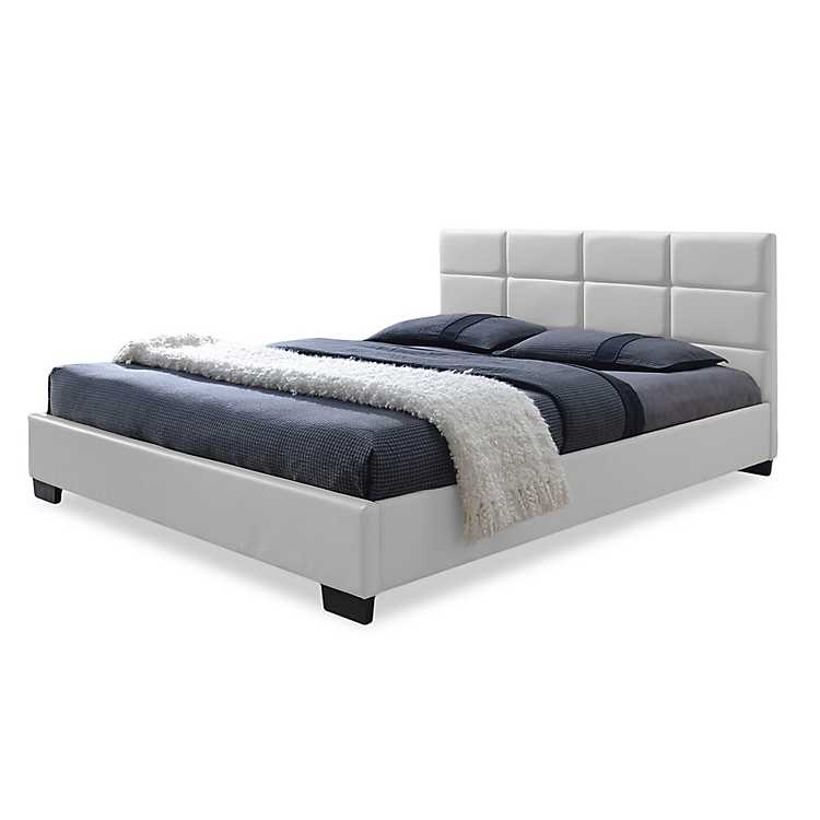 White Faux Leather Queen Platform Bed, How To Clean Faux Leather Headboard