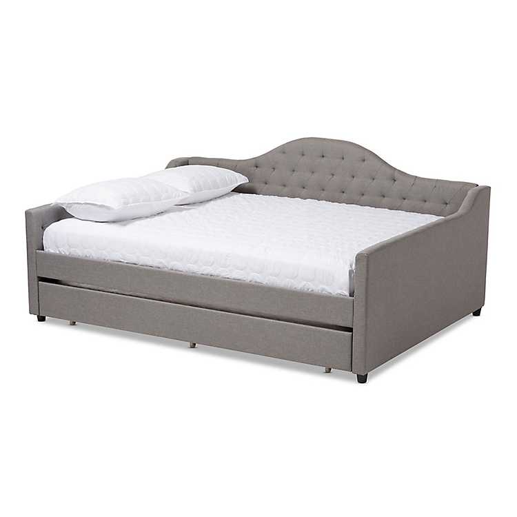 Gray Tufted Evie Full Trundle Daybed, Add A Trundle To Any Bed