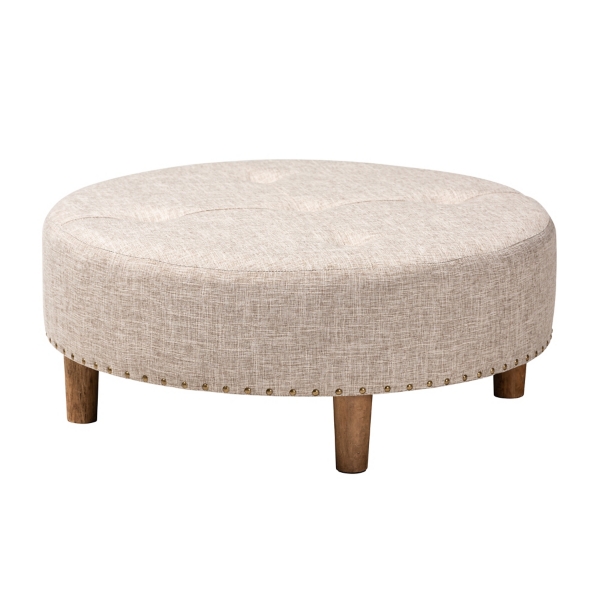 Beige Contemporary Round Cocktail Ottoman Kirklands