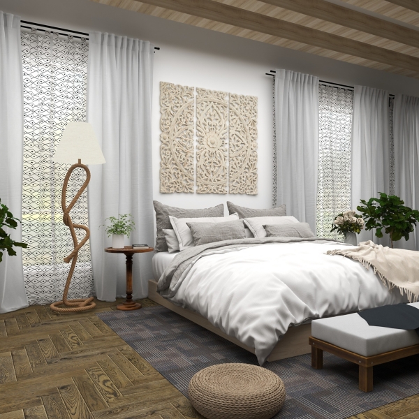 Carved Mandala Mango Wood Accent Table