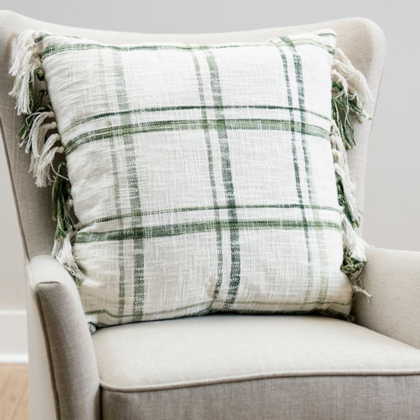 Green 2024 plaid pillow