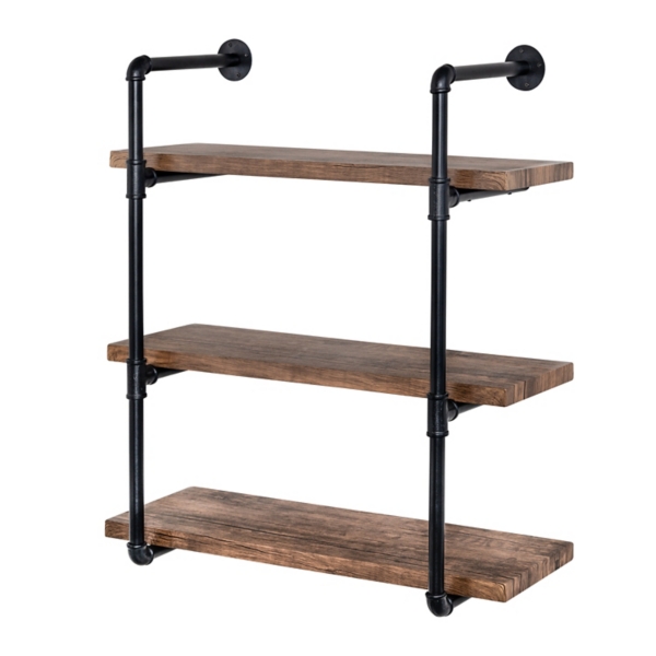 Black Industrial 3-Tier Wall Shelf