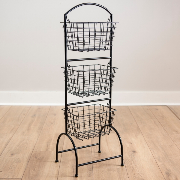 Black Metal Basket Stand Kirklands Home