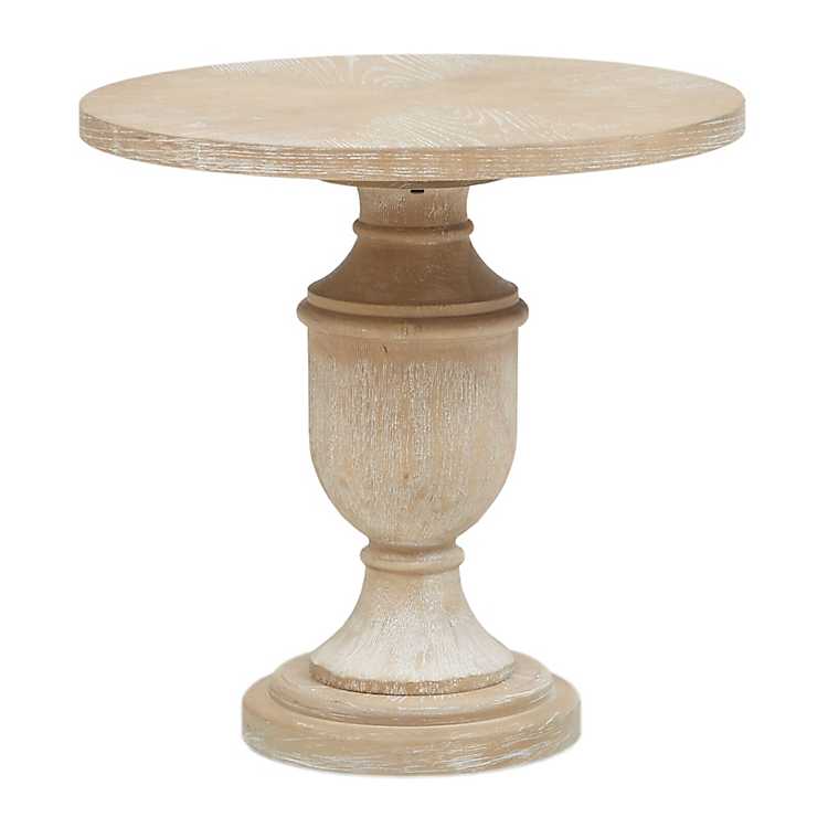 Cream Round Pedestal Accent Table, Round Pedestal Side Table With Drawer