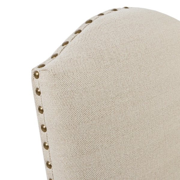 Beige High Back Skirted Dining Chairs, Set of 2