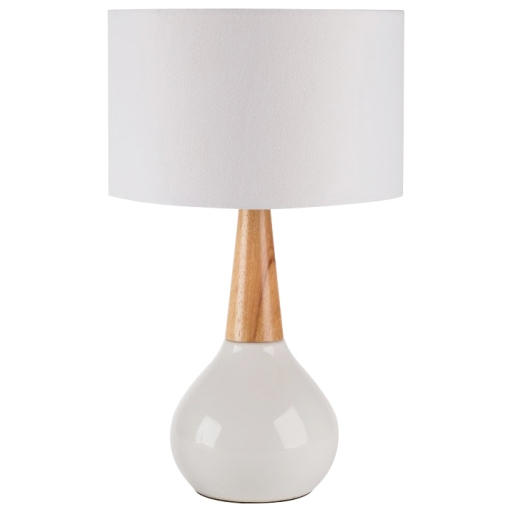 White Ceramic and Wood Table Lamp | Kirklands Home