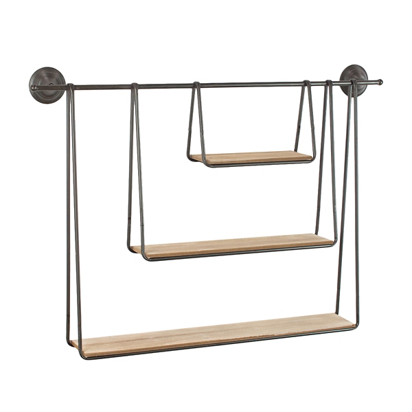 Wood and metal store 3 tier shelf