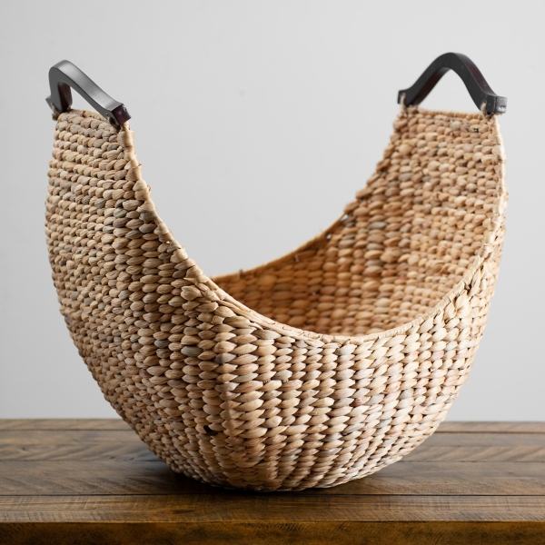 Water Hyacinth Half Moon Handle Basket Kirklands Home