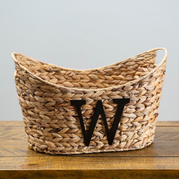 Natural Monogram W Woven Basket | Kirklands Home