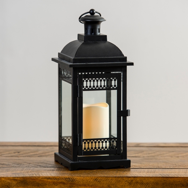 Matte Black Metal LED Traditional Lantern Kirklands Home