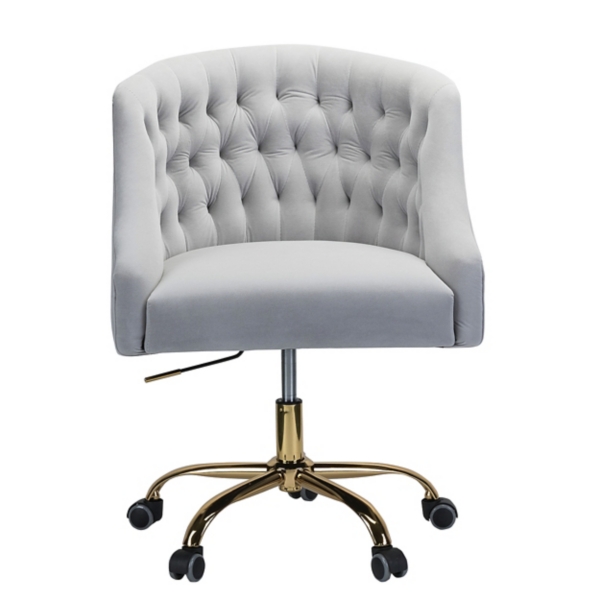 Gray Velvet Tufted Gold Leg Swivel Office Chair Kirklands Home