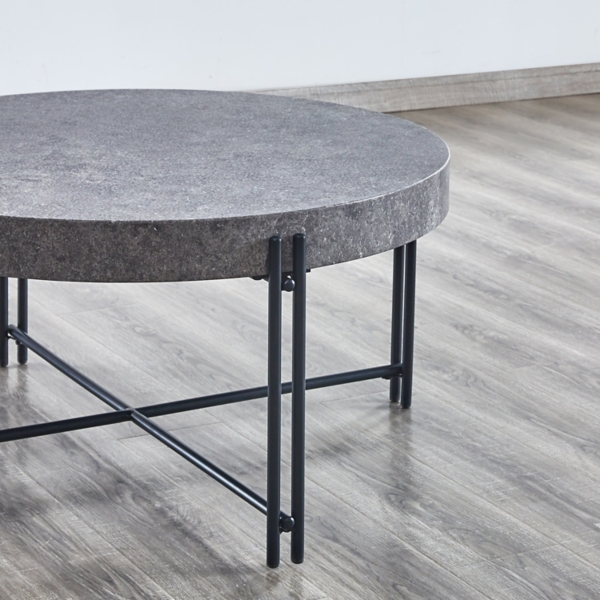 Faux Concrete and Metal Base Coffee Table