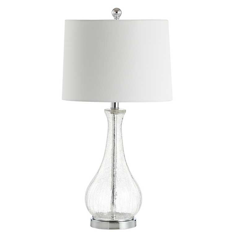 Clear Glass And Silver Metal Base Table, Tapered Metal And Glass Jug Table Lamp