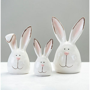 Playful Easter Bunny and Baby Figurine