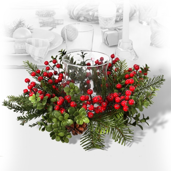 Berry and Boxwood Waterproof Candle Holder