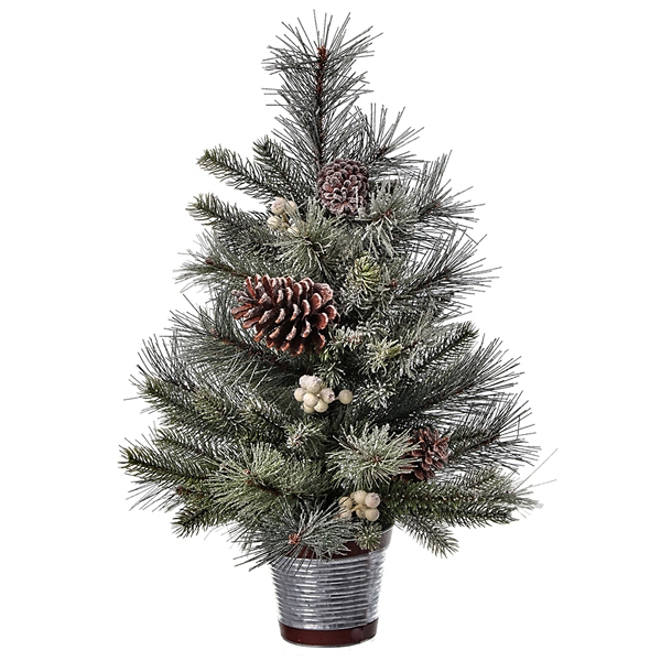 Mini Glistening Pine Tree with Berries, 26 in.