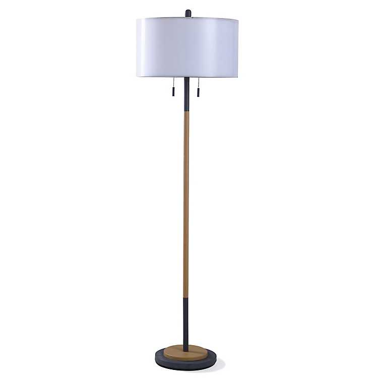 Metal And Natural Pull Chain Floor, Pull Chain Floor Lamp