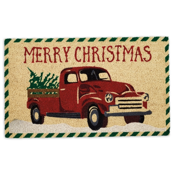 Red Truck Merry Christmas Tree Doormat Kirklands Home