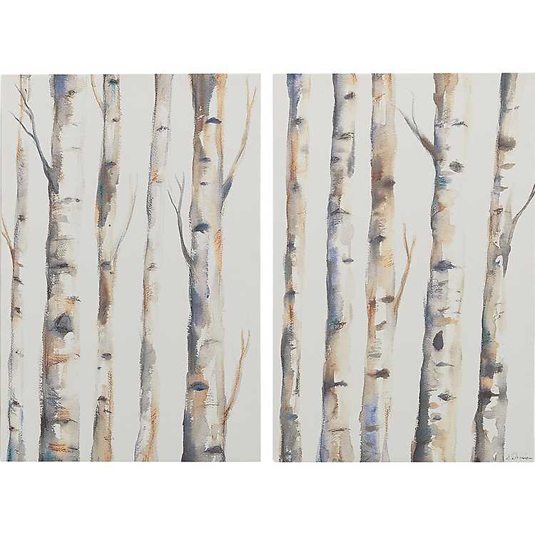 Watercolor Birch Trees Canvas Art Prints, Set Of 2 | Kirklands Home
