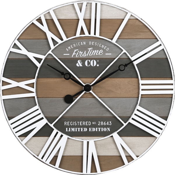 Mixed Planks And White Wooden Wall Clock Kirklands