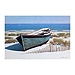 Blue Boat On Beach Canvas Art Print