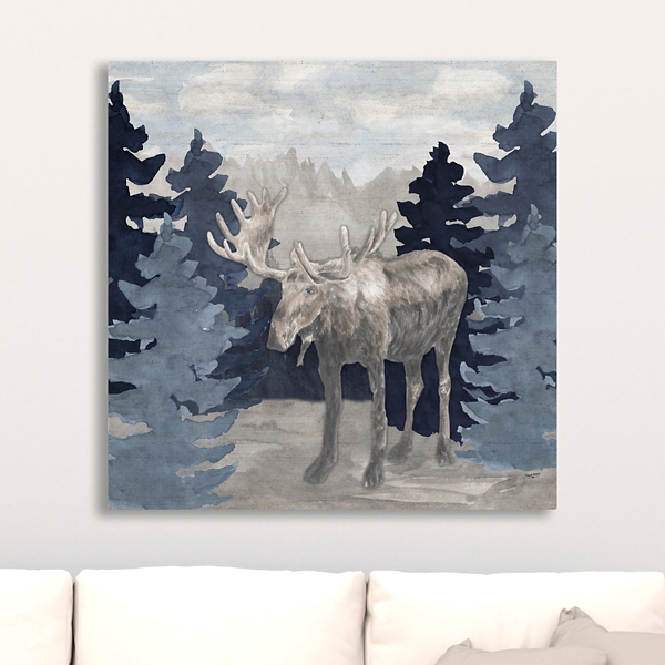 Blue Cliff Mountains Moose IV Canvas Art Print