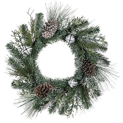 Flocked Pine Wreath with Bells