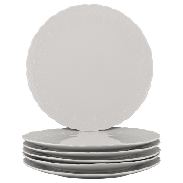White Valentina Scallop Dinner Plates, Set of 6 Kirklands Home