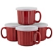 Red Soup Mugs with Lids, Set of 4