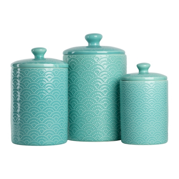 Blue Tide Ceramic Embossed Canisters, Set of 3 Kirklands Home