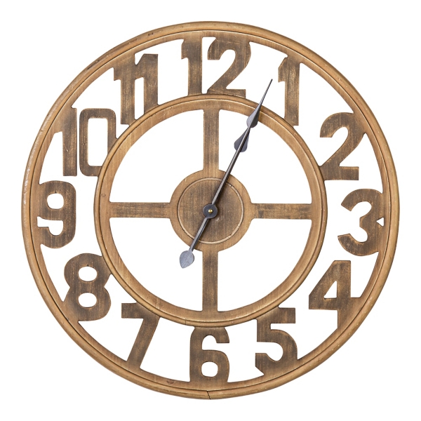 Round Brown Wooden Wall Clock Kirklands