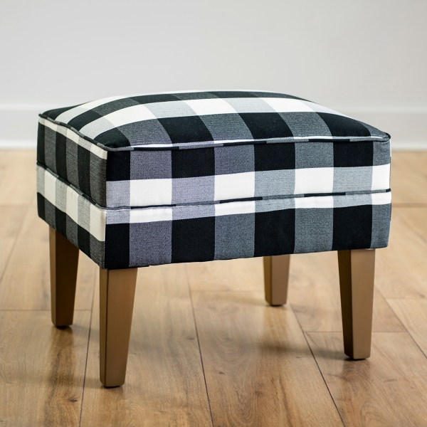 Black and white buffalo check chair and ottoman hot sale