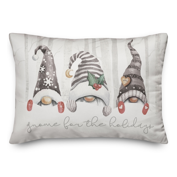 Gnome in Striped Hat Christmas Pillow