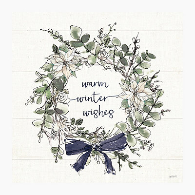 White Warm Winter Wishes Wreath Canvas Art Print