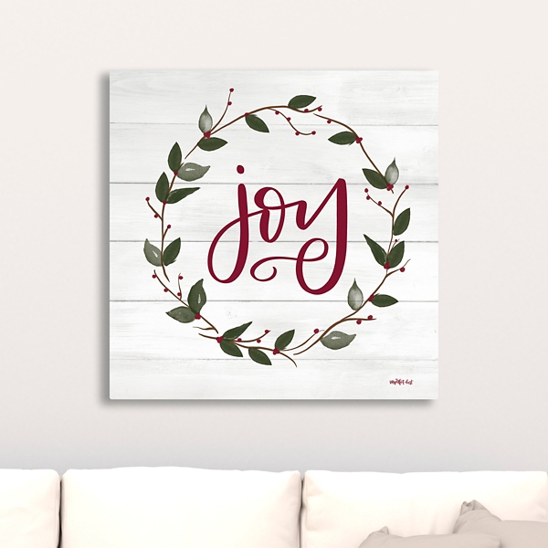 Red and Green Joy Wreath Canvas Art Print