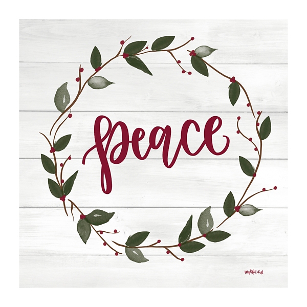 Red and Green Peace Wreath Canvas Art Print