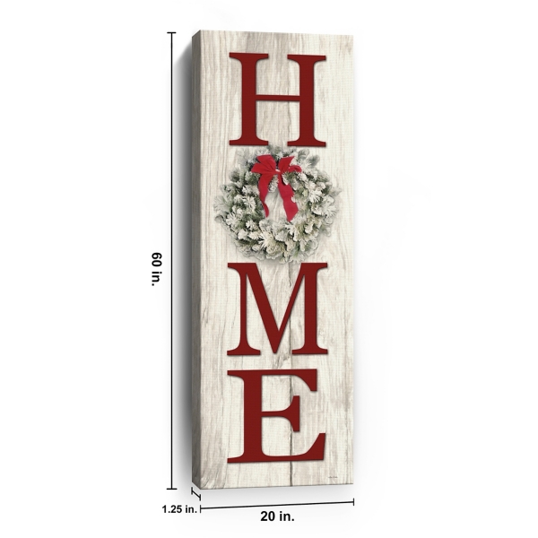 Red Home with Wreath Canvas Art Print