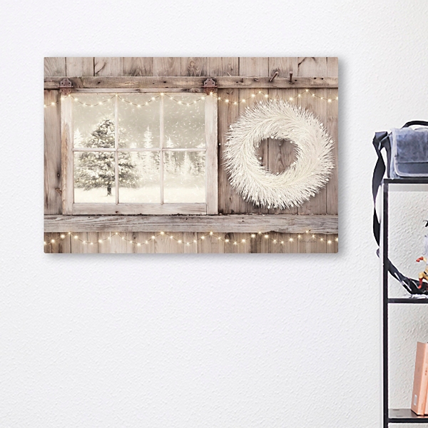 Snowy Barn View Canvas Art Print, 24x16