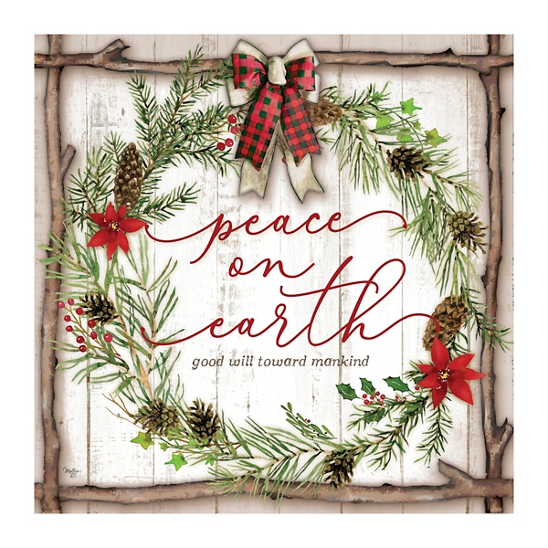 Peace On Earth Wreath Canvas Art Print Kirklands