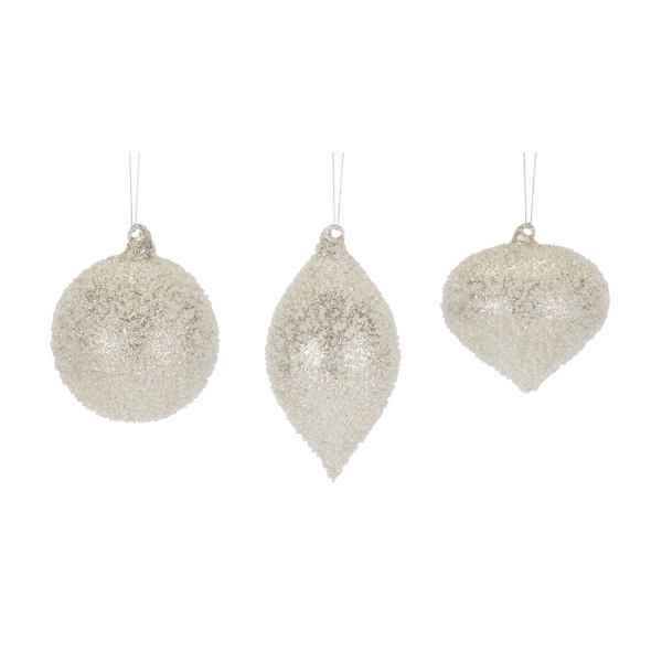 Silver Heirloom Glass Glitter Ornaments, Set of 6 Kirklands Home