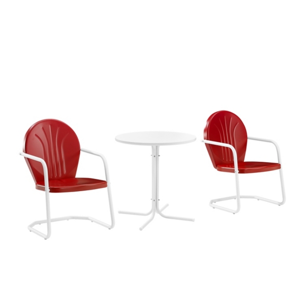 Red And White Retro Metal 3 Pc Outdoor Chat Set Kirklands