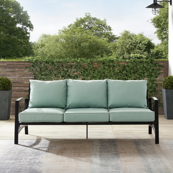 Blue and Bronze Kaplan X-Arm Outdoor Sofa