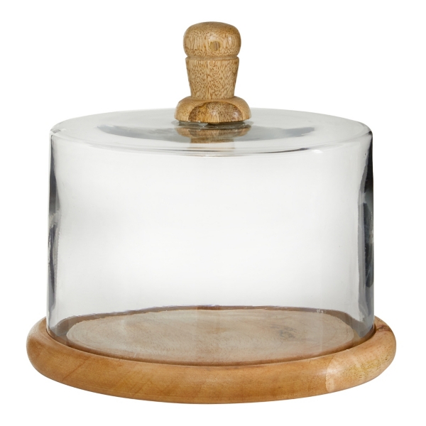 Farmhouse Wood and Glass Cloche, 6 in., Brown, 6H x 8 | Kirkland's Home